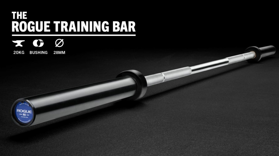 Weightlifting Bars & Plates * | Rogue Fitness 28Mm Rogue Training Bar (Stainless Shaft / Black Sleeve)