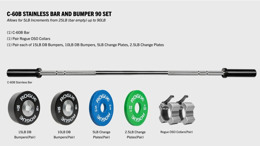 Weightlifting Bars & Plates * | Rogue Fitness C-60B Stainless